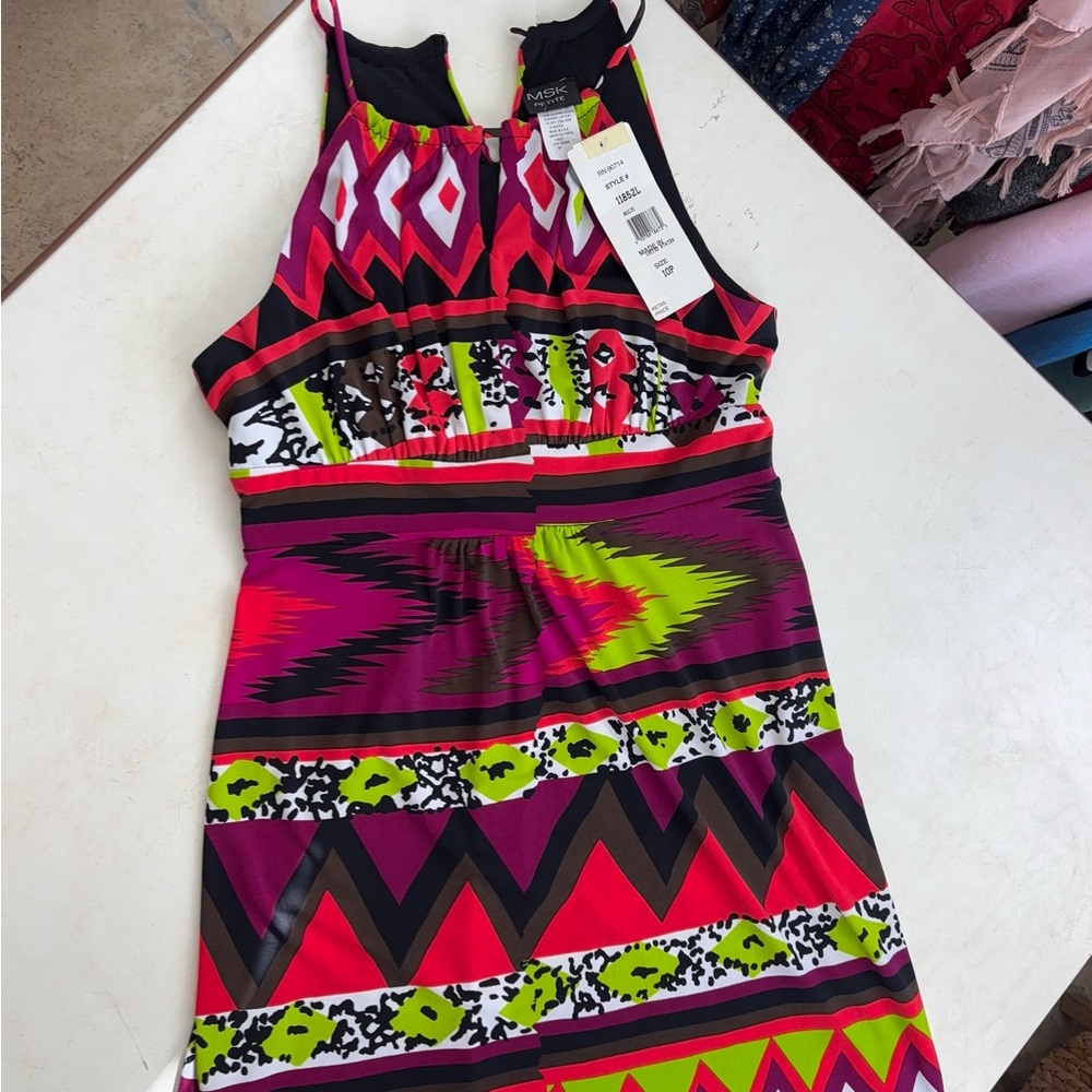 MSK Multicolor Geometric Print Dress